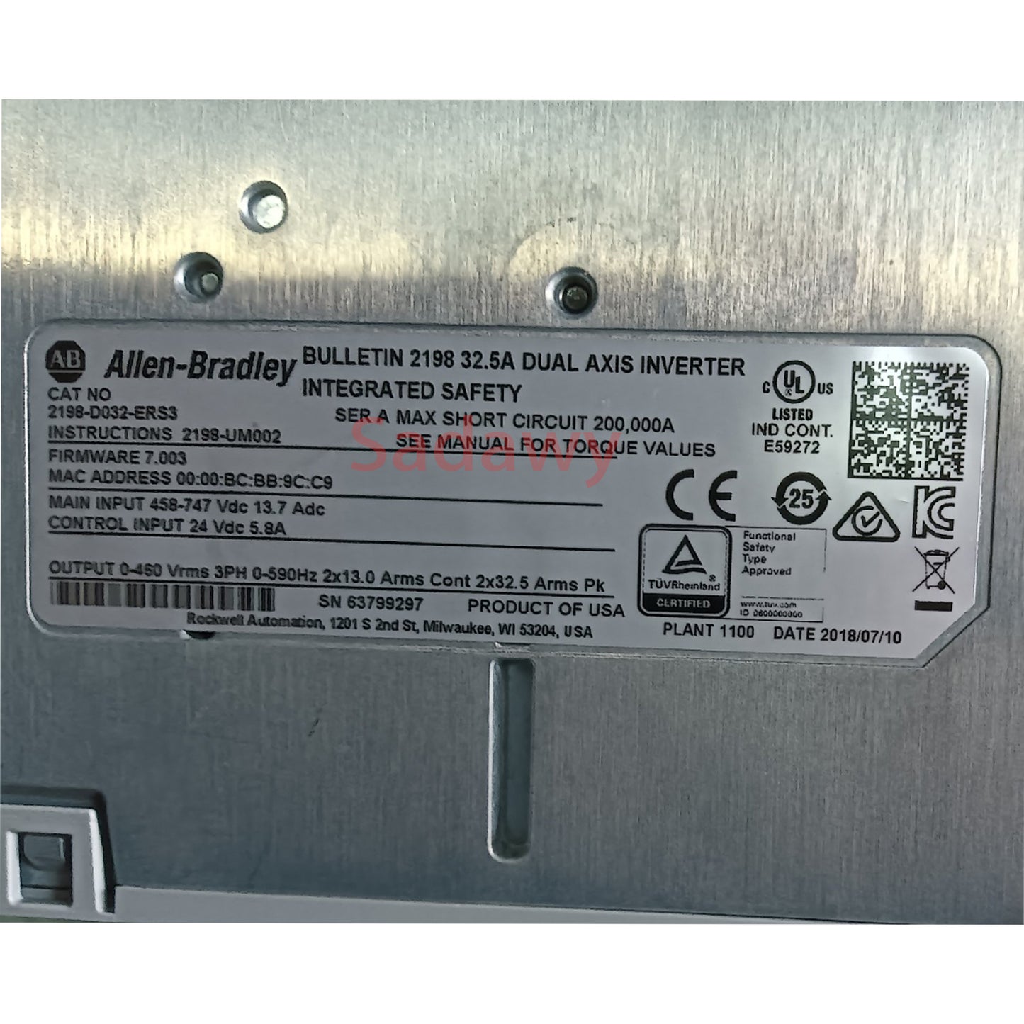 Allen Bradley 2198-D032-ERS3 Двухосевой инвертор Kinetix 5700