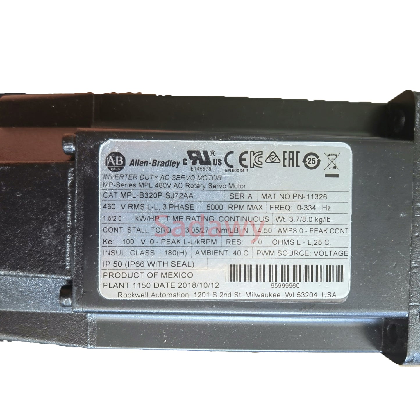 Allen Bradley MPL-B320P-SJ72AA Servo Motor