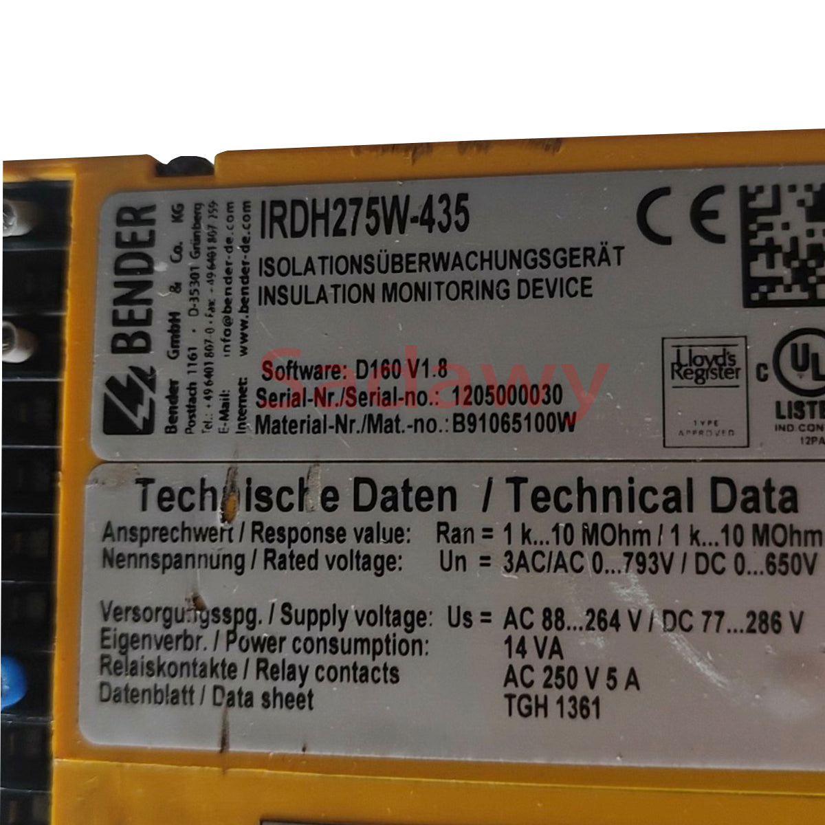 BENDER IRDH275W-435 Insulation monitor