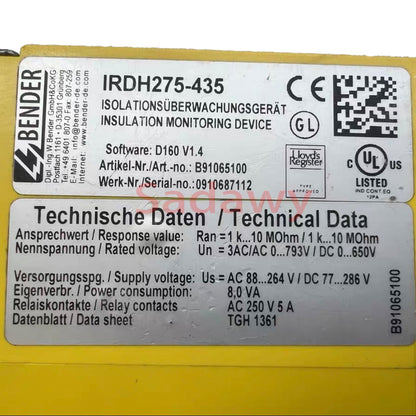 BENDER IRDH275-435 Insulation monitor