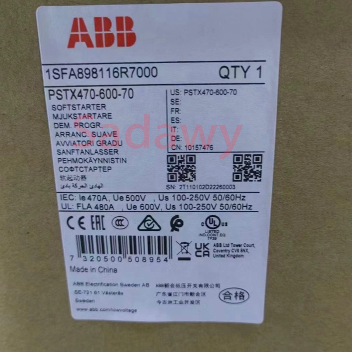 ABB PSTX470-600-70 Softstarter