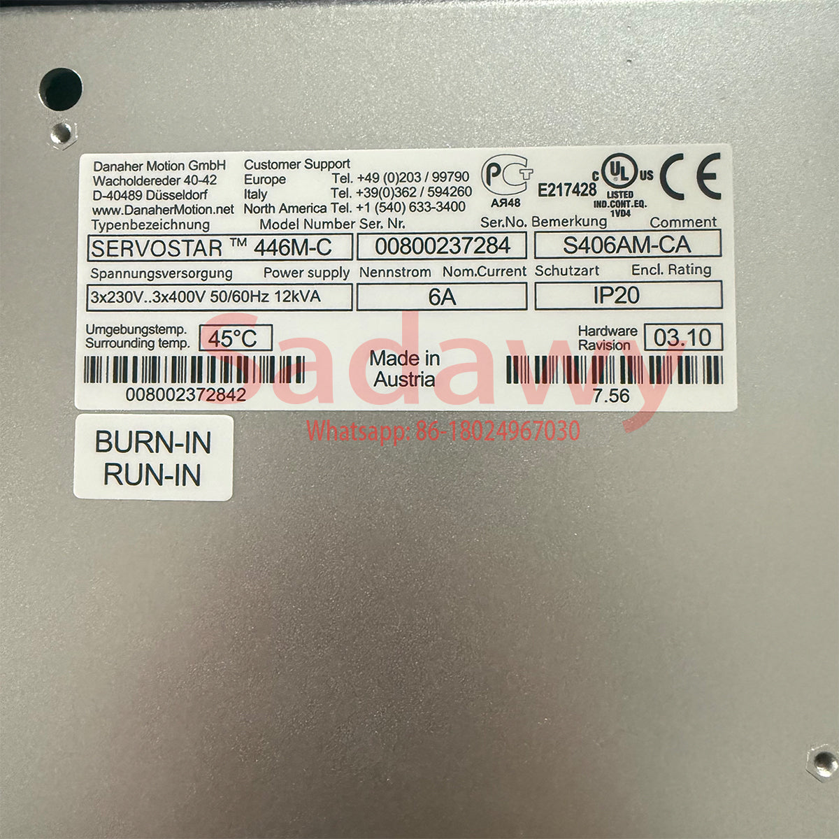 Kollmorgen S406AM-CA 400 Series Servo driver