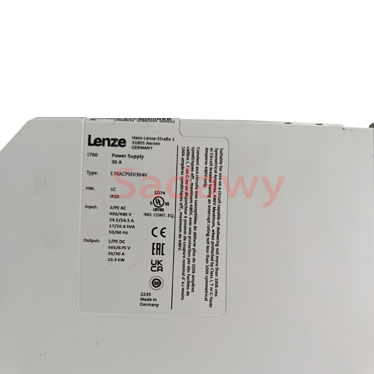 Lenze E70ACPSE0304V Power Supply Module