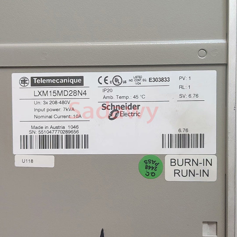 Schneider LXM15MD28N4 Inverter 208-480V Input Power 7kVA